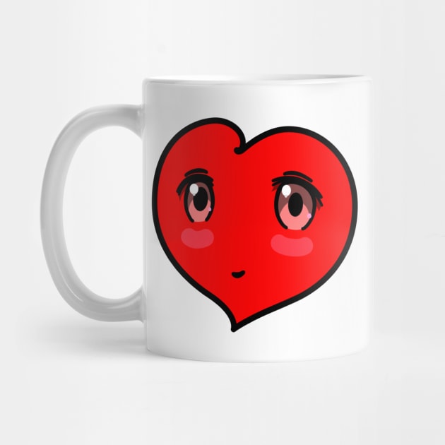 Big Bold Love Heart Design with Cute Face by EnvelopeStudio